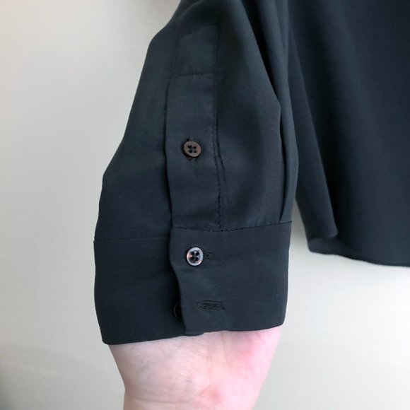Long Sleeve 100% Silk Blouse in Charcoal Size 1 - Picture 7 of 11